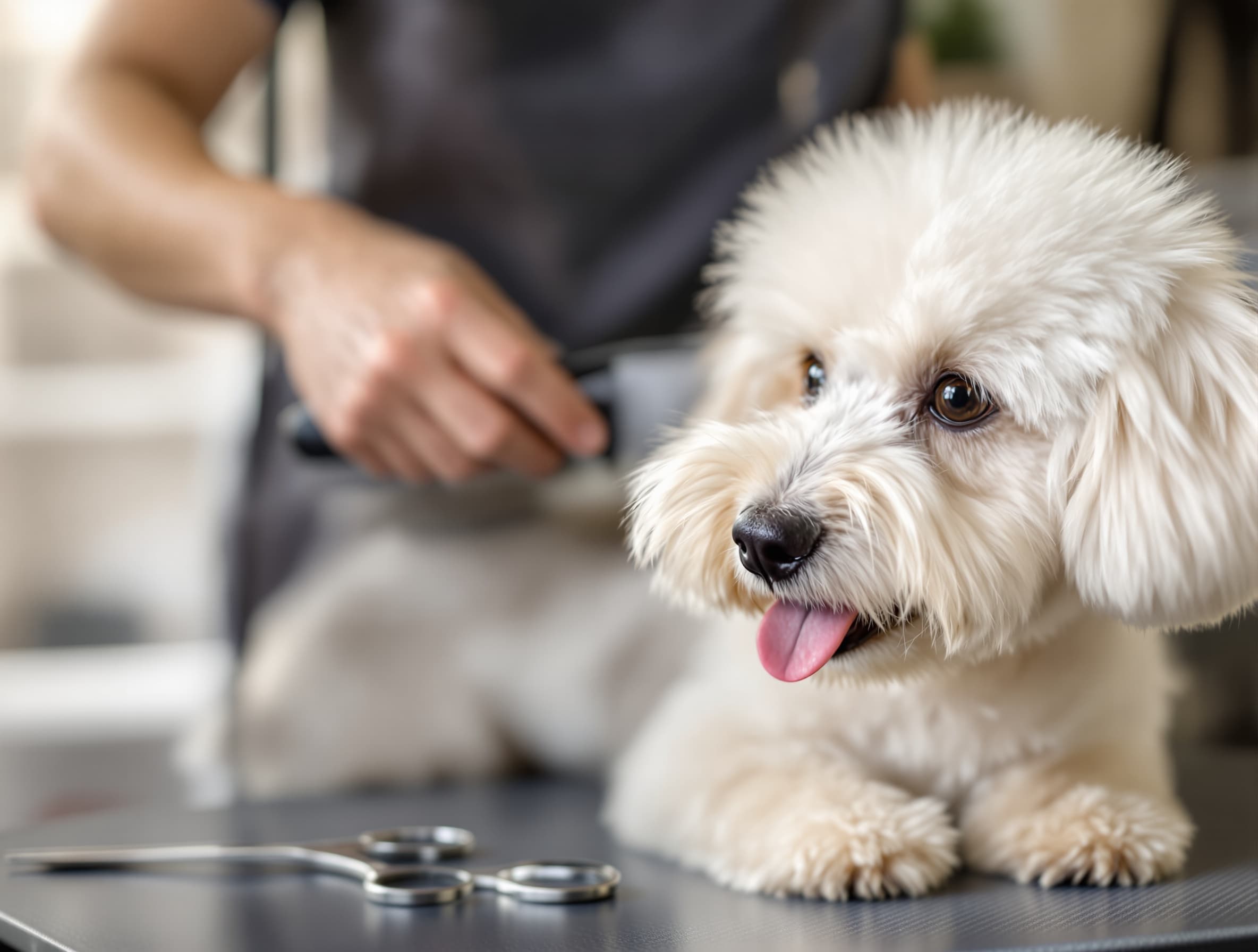 Dog being brushed